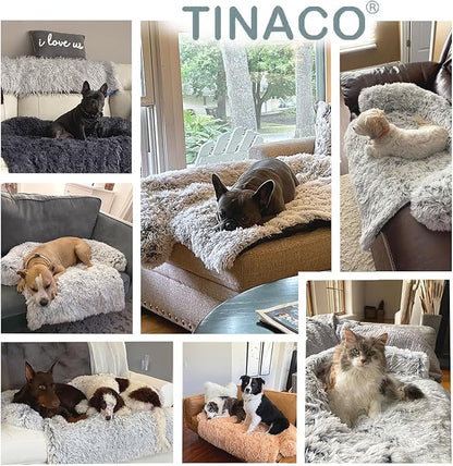 Calming Dogs/Cats Bed Mats, Dog Pad Washable Removable Couch Cover, Plush Long Fur Mat for Pets, Waterproof Lining, Perfect for Small, Medium and Large Dogs and Cats (Light Gray, 31"x23")