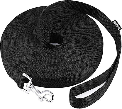 AMAGOOD Dog Leashes Heavy Duty 15ft 20ft 30ft 50ft 100ft Long Leashes-for Training,Tie Out(100Feet x 1Inch,Black)