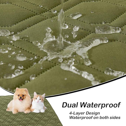 hyha Waterproof Dog Bed Blanket, Soft Pet Blankets, Waterproof Couch Cover for Dogs, Reversible Sofa Covers Washable for Furniture (40x80 Inch, Green/Navy Blue)
