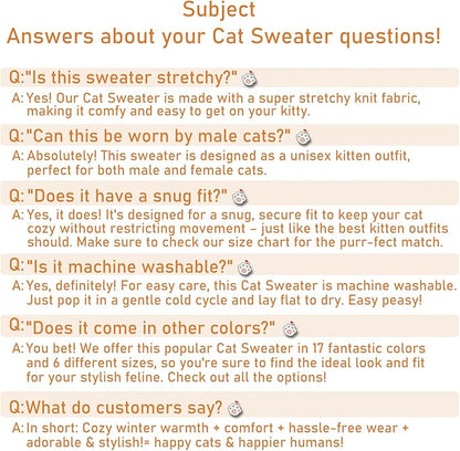 Stretchy Cat Sweater - 17 Colors & 6 Sizes | Snug Winter-Ready Knit for Boy/Girl Cats & Kittens(Dark Blue, Small)