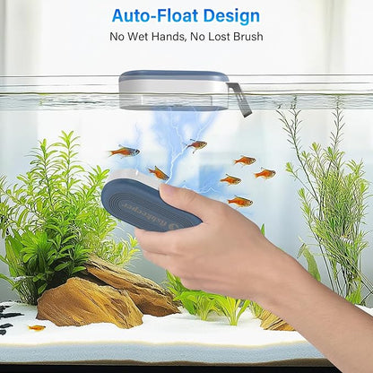 fishkeeper Magnetic Aquarium Glass Cleaner, Fish Tank Algae Scraper Cleaner Tools with 2 Detachable Blades Scraper, Double Side Floating Scrubber Brush, for 0.2-0.7 Inch Thick fish Tank (L)