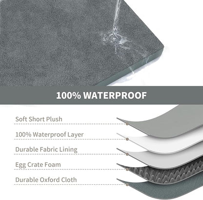 Orthopedic Dog Bed for Large Dogs, Plush Washable Pet Bed for Large Size Dogs with Egg Crate Foam & Removable Oxford Cover, 36x27 Inch, Gray