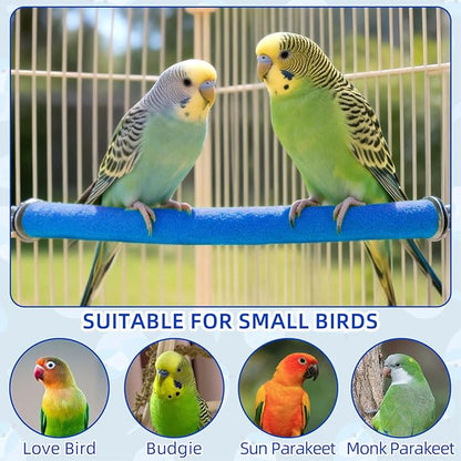 Rypet Parrot Perch Stand Toy Used for Cage Corner for Paw Grinding Clean Stick Exercise, Rough-Surfaced Quartz Bird Perch Standing Cage Accessorie for for Small Parakeets Cockatiel Conures (Blue S)