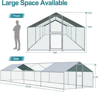 Large Chicken Coop, Chicken Coops for 40 Chickens, Chicken Runs for Yard with Water Poof & UV Resistance Cover, Spire Roof Chicken Coop Run with Double Lockable Doors for Outdoor Backyard