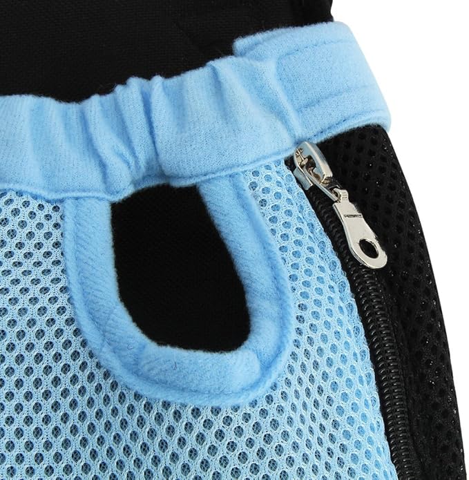 Pet Dog Puppy Cat Carrier Five Holes Backpack Double Shoulder Straps Mesh Front Chest Backpack Bag, S, Blue