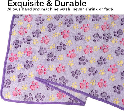Dono 1 Pack 3 Dog Blankets, Soft Fluffy Fleece Pet Blanket Warm Sleep Mat Paw Print Design Puppy Kitten Throw Blankets Doggy Blanket for Dogs