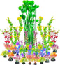 AQUANEAT 26pcs Artificial Fish Tank Plants, Multi Color Plastic Aquarium Accessories