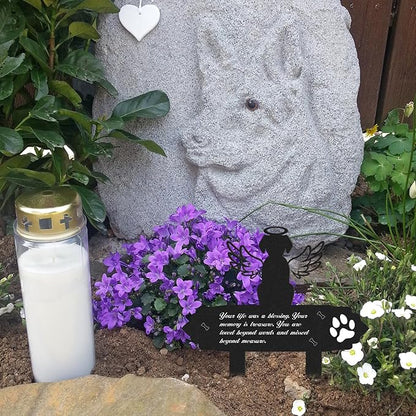 Dog Cemetery Decorations for Grave - Grave Garden Metal Decorations Memorial Dog Angel Wings Stakes Plaque Waterproof Black Grave Decoration Sympathy Garden Stake Markers Dog Grave Decor