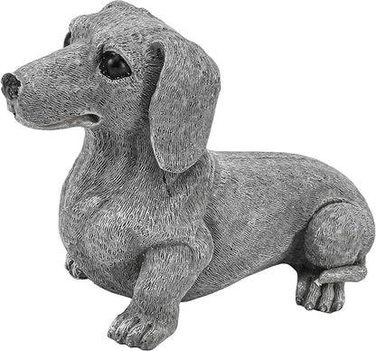 Dachshund Statue 6.7'' x 4.7'' Garden Decor for Dog Lovers Spring Summer Home Lawn Patio Backyard Outdoor Decoration Gift Indoor Resin Sculpture Figurine Memorial Ornament Wear-Resistant Waterproof