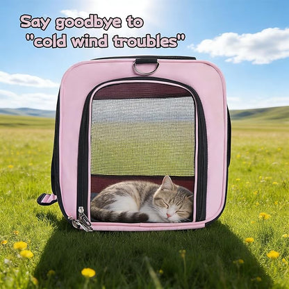 YUNIQUE Soft-Sided Cat & Dog Carrier for Pets Up to 15 Lbs, Airline Approved Collapsible Travel Puppy Carrier with Lightweight Fabric Design (Pink)