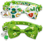 2 Pack St. Patrick Day Cat Collar with Bow Tie,Holiday Kitty Kitten Collar with Bell for Male Female Boys and Girls (Luckyclover)