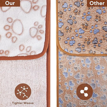 Stuffed Brown Small Premium Soft Dog Blanket, with Flannel Cute Paw Print, 24 * 32 inches, Newborn Cat Blanket Puppy Pads Supplies Dog Products Stuff Essentials
