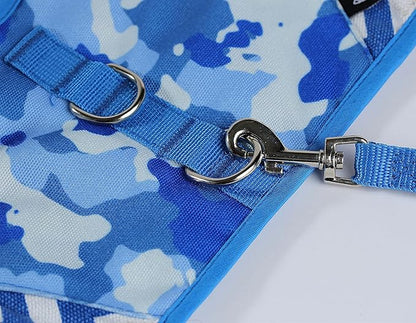 Cat Harness and Leash for Walking Escape Proof, Adjustable Cat Vest Harness, Padded Stylish Cat Walking Jackets, Blue Camo, X-Small