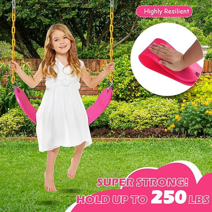 Sunnyglade 2PCS Swings Seats Heavy Duty with 66" Chain, Playground Swing Set Accessories Replacement with Snap Hooks, Support 250lb (2, Pink)