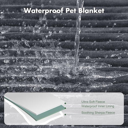 Waterproof Dog Blanket for Couch - Washable Medium Pet Blanket for Furniture Protector, Cozy Fleece Calming Dog Crate Blankets for Indoors & Outdoors, Dark Grey, 30"x40"