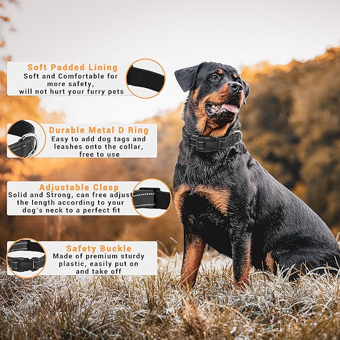2 Pack Reflective Dog Collar with Safety Locking Buckle, Adjustable Soft Breathable Comfortable Nylon Pet Collar for Small, Medium and Large Dogs, Black, XS