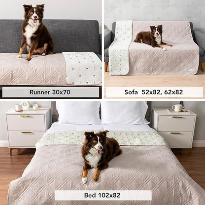 PetAmi Waterproof Couch Cover for Dogs, Reversible Furniture Cover Sofa Protector for Pet Cat Bed, Washable Blanket Dog Cover for Couch Seat, 68x82 Beige