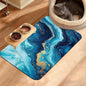 Dog Bowl Mat,Blue Gold Marble Pet Feeding Mat for Floors Waterproof,Flowing Absorbent Dogs Placemat for Food and Water Quick Dry Pet Cat Feeding Mats with Non Slip Bottom 16" x 24"