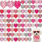 Youyole 120 Pcs Valentine's Day Dog Bandana Bulks Love Dog Bandanas Valentine's Day Pet Scarf Soft Cat Triangle Scarves Pet Bandana Red Pink Heart Bibs for Small and Medium Breed