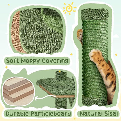 Yaheetech 63in Cactus Cat Tree, Multi-Level Tall Climbing Tower with Sisal-Covered Scratching Posts & Condo & Hammock, Pet Furniture Activity Center for Kitten