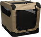 Amazon Basics Portable Folding Soft Dog Crate, 2-Door, Collapsible Travel Kennel, Top & Front Loading, Small 26" x 18" x 18", Tan