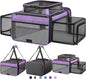 Top and 2 Sides Expandable Cat Carrier 18x13.5x9.5, TSA Airline Approved Dog Carriers for Small Dogs, Soft-Sided Pet Carrier with Self-Locking Zippers for Kitten,Rabbit, Puppy Purple