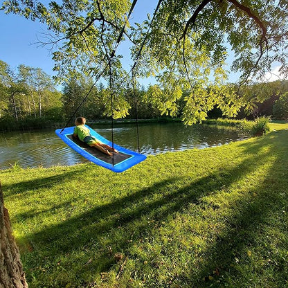 Trekassy 700lb Giant 60" Skycurve Platform Tree Swing for Kids and Adults with 2 Hanging Straps-Blue