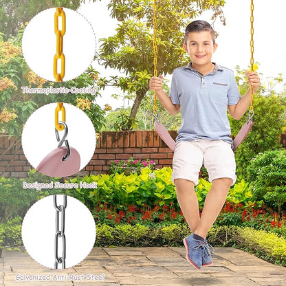 Sunnyglade 2PCS Swings Seats Heavy Duty with 66" Chain, Playground Swing Set Accessories Replacement with Snap Hooks, Support 250lb (2, Pastel Pink)