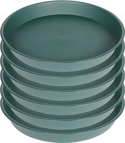 6 Pack of 7 inch Plant Saucer, Heavy Duty Plastic Plant Water Tray 7 inch Round, Flower Plant Saucers for Indoors No Holes, Plant Dishes Saucer for Planter 7"/8" (7", Green)