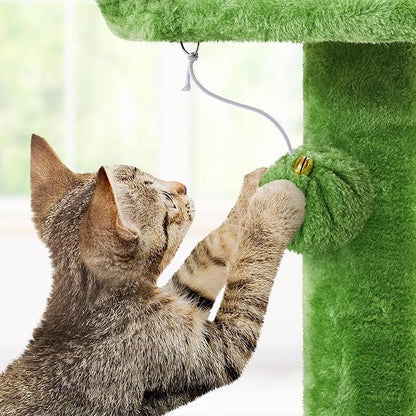 Yaheetech 62in Cat Tree Cat Tower for Indoor Kittens, Pet Furniture w/Double Condo, Scratching Posts, Multiple Platforms and Balls for Kitty, Green