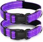 2 Pack Reflective Dog Collar with Safety Locking Buckle, Adjustable Soft Breathable Comfortable Nylon Pet Collar for Small, Medium and Large Dogs, Purple, S