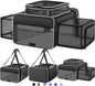 Top and 2 Sides Expandable Cat Carrier 18x13.5x9.5, TSA Airline Approved Dog Carriers for Small Dogs, Soft-Sided Pet Carrier with Self-Locking Zippers for Kitten,Rabbit,Puppy, Black White