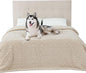 Bedsure Waterproof Dog Blankets for Bed - Pet Blanket for Bed Couch Protector Washable, Jacquard Coral Fleece Cat Throw Blanket, Soft Plush Reversible Furniture Protection, King, 86x108, Cream