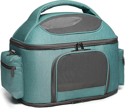 halinfer Large Fat Cat Carrier Fit up to 20 Pounds, Small Puppy Pet Travel Carrier, Car Seat Secure and Collapsible Soft Side Carrier Airline Approved Under Seat