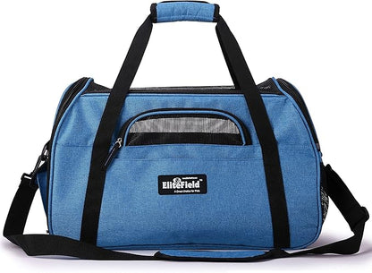 EliteField Soft Sided Pet Carrier (3 Year Warranty, Airline Approved), Multiple Sizes and Colors Available (Large: 19" L x 10" W x 13" H, Sapphire Blue)