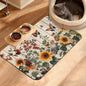 Pet Feeding Mat,Vintage Flower Absorbent Dog Cat Food Mat Rustic Wooden Dog Mat with Rubber Backing,Non-Slip Water Bowl Placemat,Pet Supplies 16" x 24"