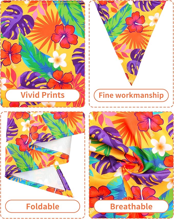 PET SHOW 50 Pack Hawaiian Dog Bandanas Bulk for Extra Large XL Dogs Washable Adjustable Pet Scarf Triangle Bibs for Dogs Red Pink Decorative Grooming Accessories