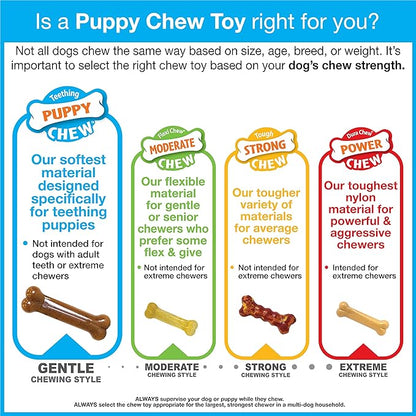 Nylabone Double Action Bone Puppy Chew Toy, Rubber Teething Toys for Puppies, Puppy Chew Bone, Bacon Flavor, Small Dogs - Up to 25 lbs., 1 Count