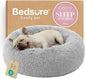Bedsure Calming Dog Bed for Medium Dogs - Donut Washable Medium Pet Bed, 30 inches Anti-Slip Round Fluffy Plush Faux Fur Cat Bed, Fits up to 45 lbs Pets, Pale Grey