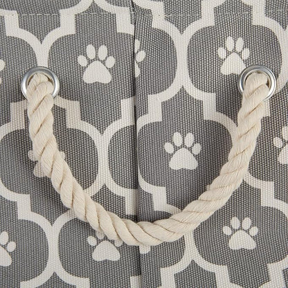 Bone Dry Pet Storage Collection Lattice Paw Print, Gray, Medium Round