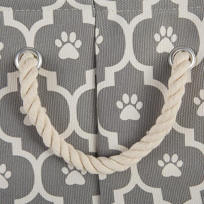 Bone Dry Pet Storage Collection Lattice Paw Print, Gray, Small Round