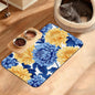 Blue Yellow Flowers Dog Food Mat, Absorbent Pet Feeding Mat for Food and Water Bowl,Quick Dry Dog Placemat Non Slip Rubber Backing Waterproof Pet Supplies 12" x 20"