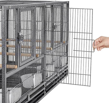 Yaheetech Stackable Bird Cage Divided Breeder Breeding Parakeet Bird Cage for Canaries Cockatiels Lovebirds Finches Budgies Small Parrots, Black