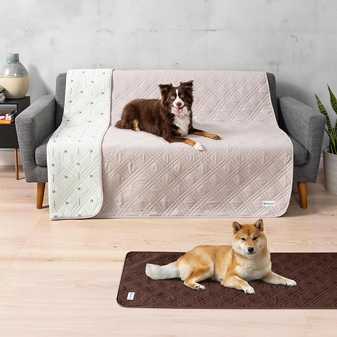 PetAmi Waterproof Couch Cover for Dogs, Reversible Furniture Cover Sofa Protector for Pet Cat Bed, Washable Blanket Dog Cover for Couch Seat, 68x82 Beige