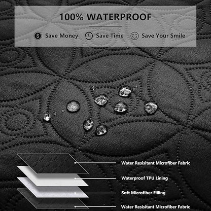 Waterproof Dog Blanket, 52x82 inches Pet Couch Covers for Sofa, Bed Furniture Protector from Dogs Washable and Reversible-Black+Darkgrey