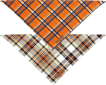 Realeaf Fall Dog Bandanas 2 Pack, Reversible Pet Scarf for Boy and Girl, Premium Durable Fabric, Holiday Halloween Thanksgiving Bandana for Large and Extra Large Dogs (X-Large)