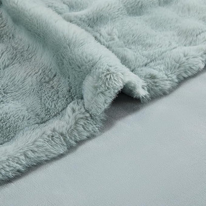Modern Threads Water-Resistant Faux Rabbit Fur Pet Blanket for Dogs & Cats – Ultra-Soft Couch, Bed & Crate Protector, 30x40 Light Blue