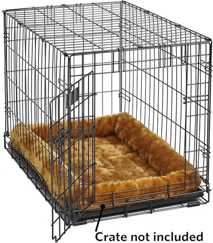 MidWest Homes for Pets QuietTime Dog Bed – Cinnamon Faux Fur Bolster, Ultra-Soft and Machine Washable, Fits 42-Inch Crates and Carriers, for Large Breed Dogs