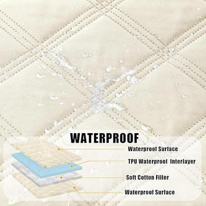 Smiry Waterproof Dog Bed Cover Blanket 40x70, Soft Reversible Pet Blanket, Washable Leakproof Cats Dogs Couch Cover for Sofa, Couch, Furniture, Beige/Beige