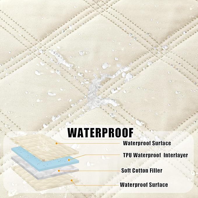 Smiry Waterproof Dog Bed Cover Blanket 30x53, Soft Reversible Pet Blanket, Washable Leakproof Cats Dogs Couch Cover for Sofa, Couch, Furniture, Beige/Beige